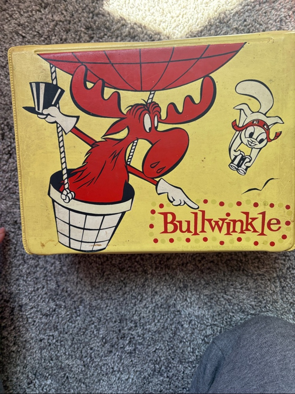 Bullwinkle Retro Tin Lunchbox - Yellow Red Graphic
